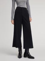 Stretch Adjustable Waist Straight Leg Women Knit Cropped Pants GOELIA