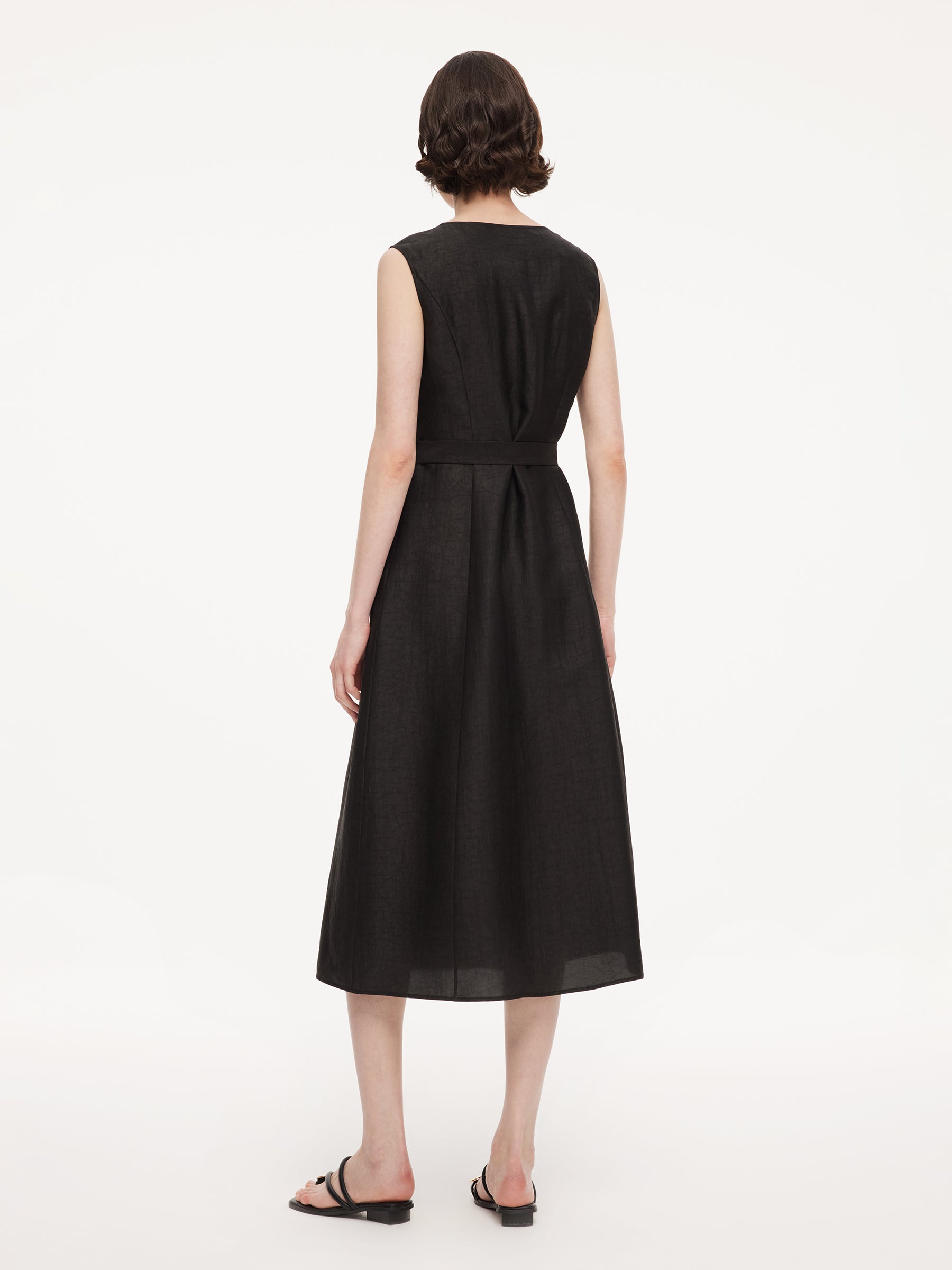 18MM Gambiered Canton Gauze Women Sleeveless Belted Maxi Dress GOELIA 18MM Gambiered Canton Gauze Women Sleeveless Belted Maxi Dress GOELIA