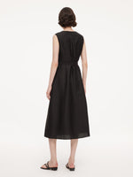 18MM Gambiered Canton Gauze Women Sleeveless Belted Maxi Dress GOELIA