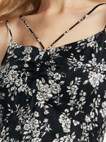 Camellia Print Spaghetti Strap Women Midi Dress GOELIA