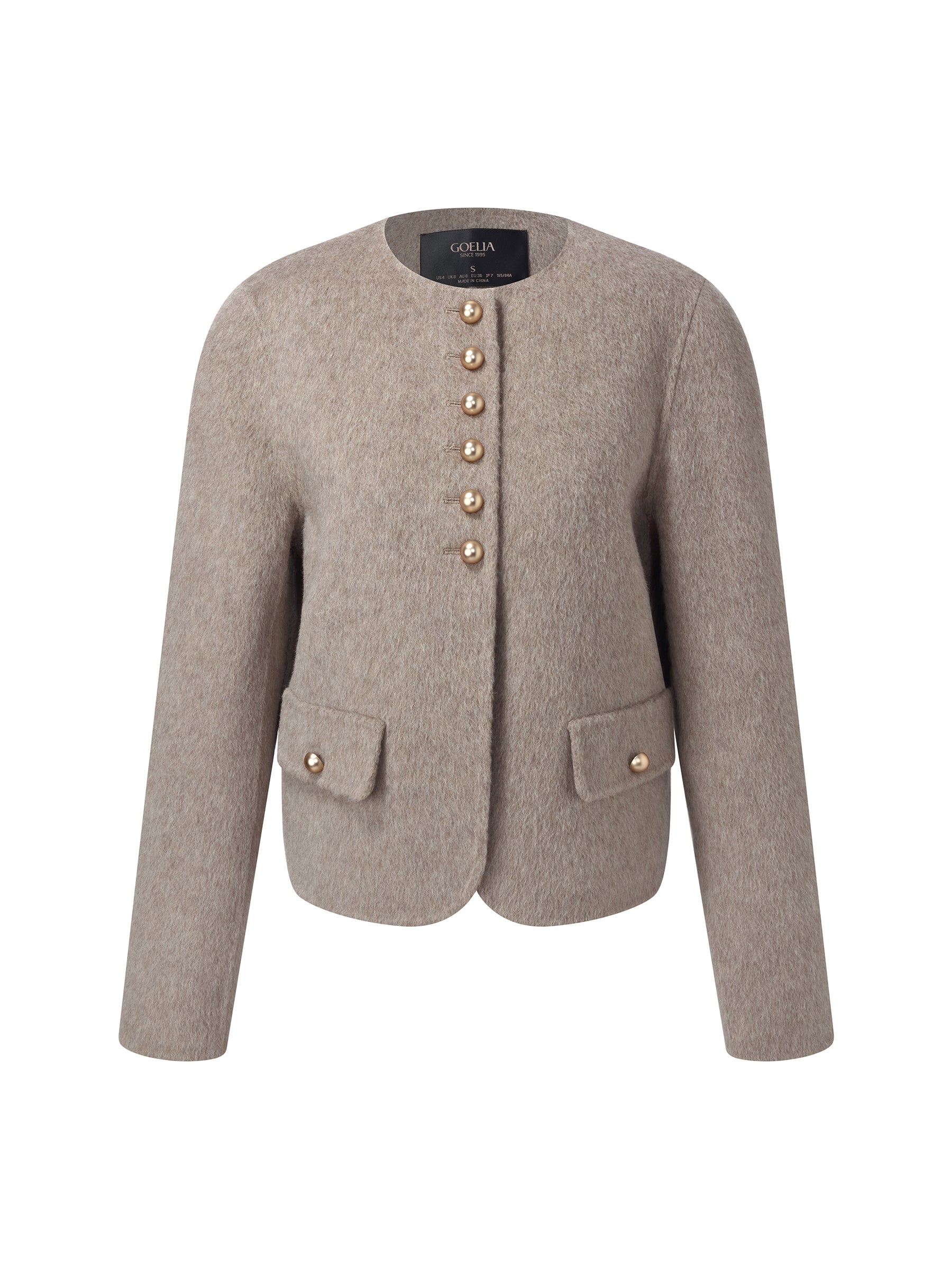 [Preview] Alpaca Wool Blend Round Neck Women Jacket GOELIA