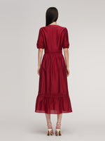 Tencel Blend Lace Patchwork Women Maxi Dress GOELIA