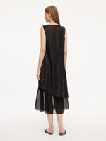 19MM Gambiered Canton Gauze Kapok Jacquard Women Sleeveless Maxi Dress GOELIA