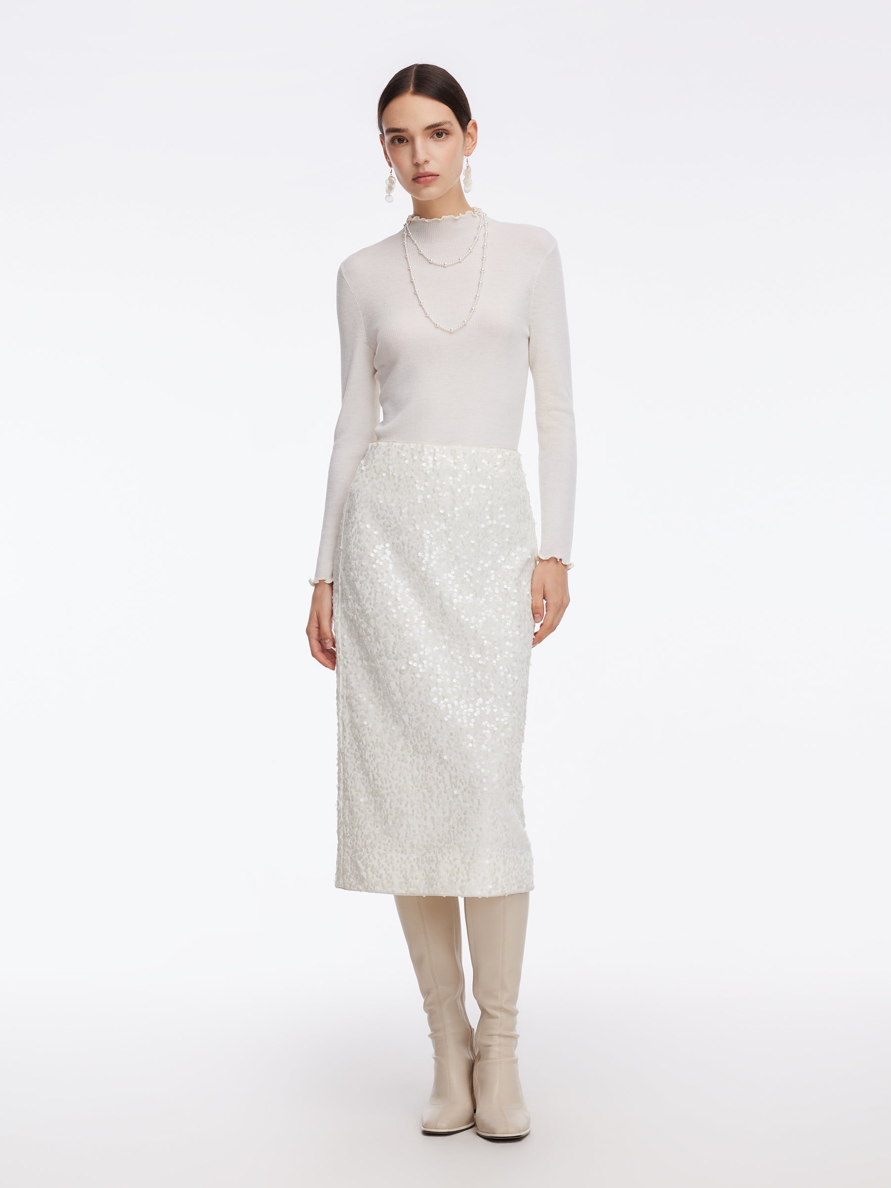 Velvet Sequins Women Pencil Skirt GOELIA