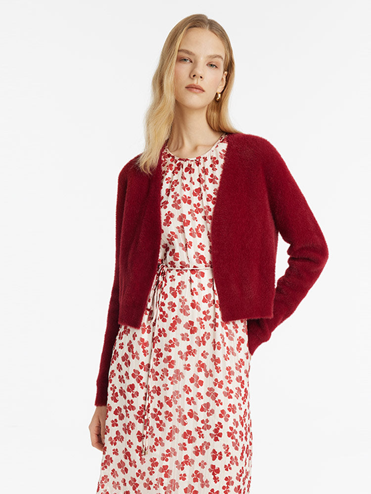 Printed Dress And Knitted Cardigan Two-Piece Set GOELIA