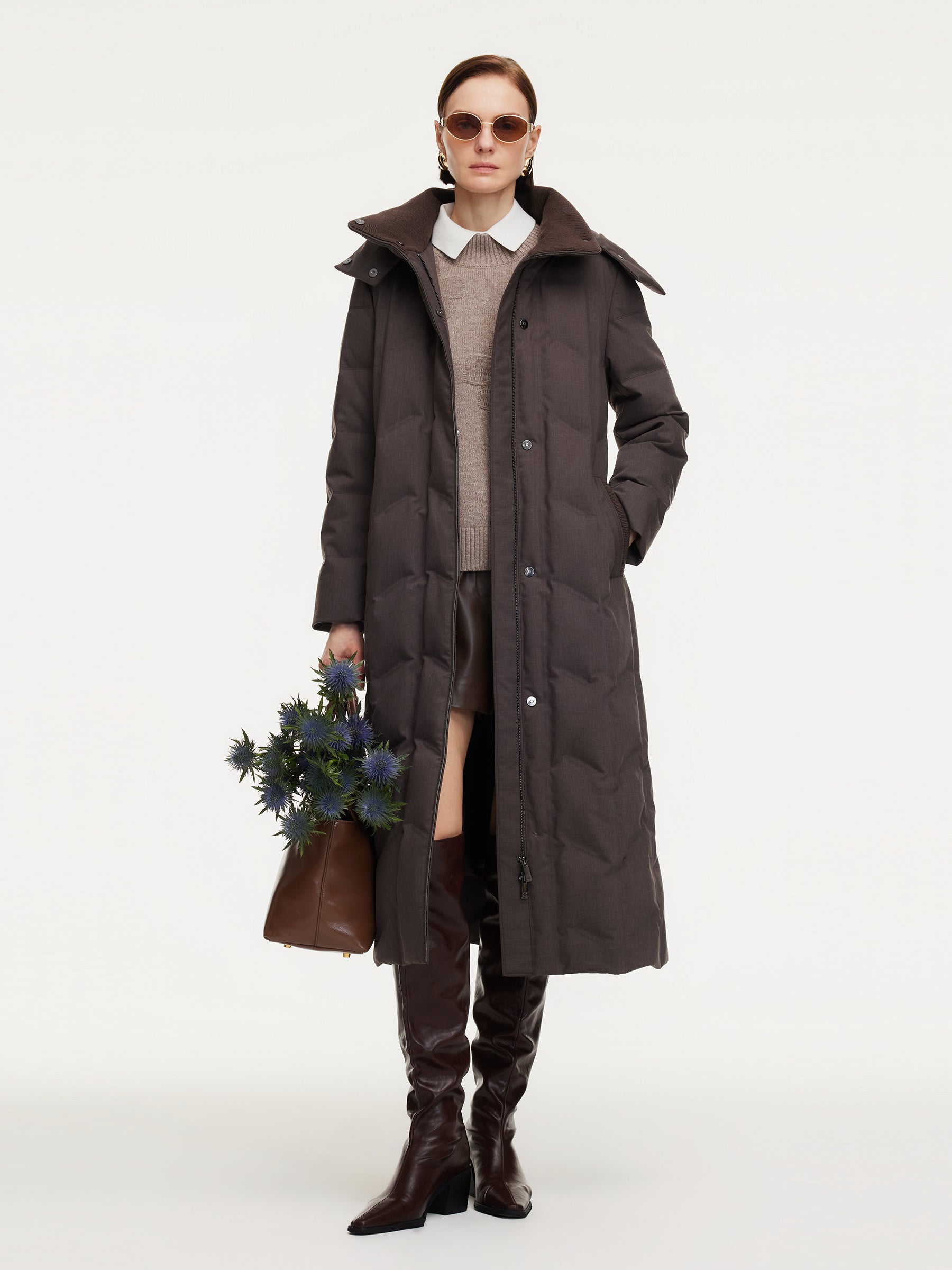 [Preview] Hooded Long Goose Down Wrap Coat GOELIA