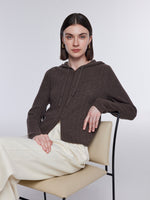 [Preview] 100% Wool Two-Way Zip Women Hooded Cardigan GOELIA