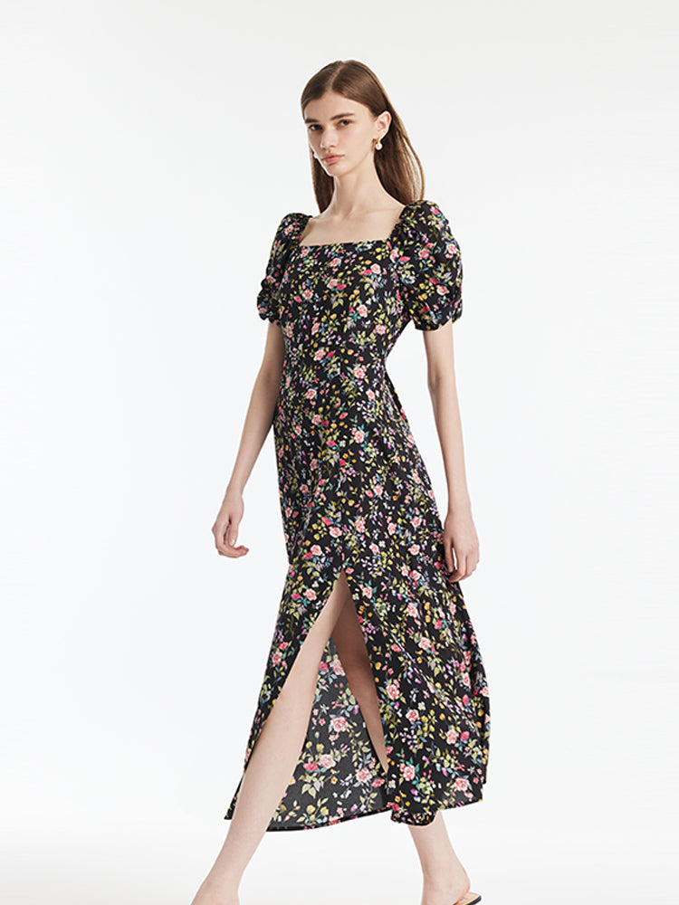 [Preview] 16MM Mulberry Silk Floral Print Women Maxi Wrap Dress