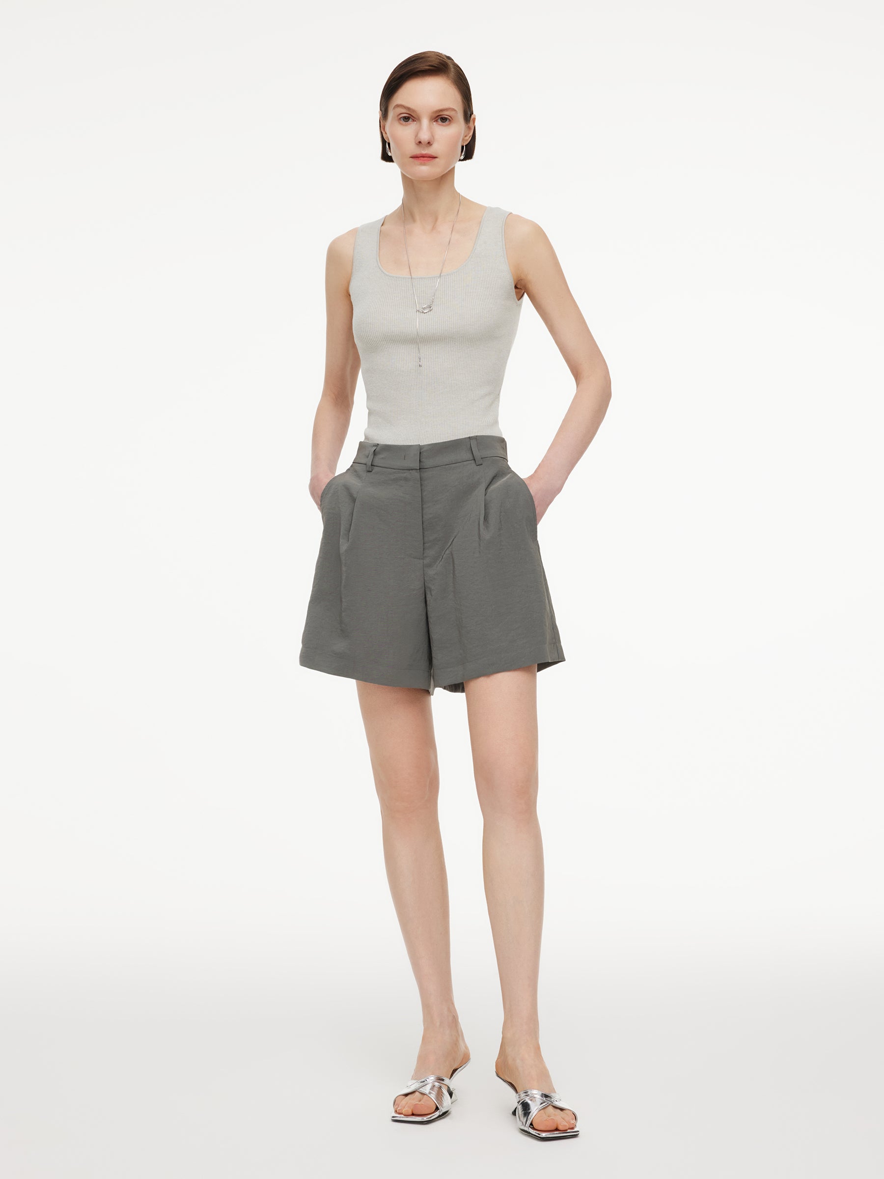 Triacetate Blend Women A-Line Shorts GOELIA