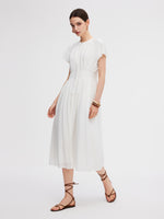 Acetate Blend Gathered Waist Women Maxi Dress GOELIA