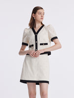 Contrast Trim Embroidered Top And Skirt Two-Piece Set GOELIA