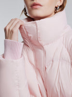 [Preview] Goose Down Cropped Jacket With Detachable Knit Hood GOELIA