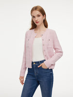 Wool Blend Round Neck Sequins Women Cardigan GOELIA