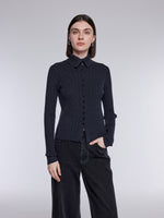 [Preview] 100% Wool Convertible Neck Women Cardigan GOELIA