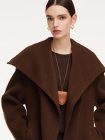 Cashmere Wool Blend Wide Collar Double-Faced Women Wrap Overcoat GOELIA
