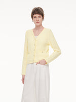 V-Neck Single-Breasted Women Textured Cardigan GOELIA