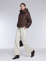 [Preview] Narrow-Quilted Goose Down Hooded Cropped Jacket GOELIA