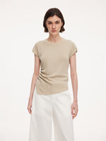 Lyocell Blend Side Drawstring Women Asymmetric Knit Top GOELIA