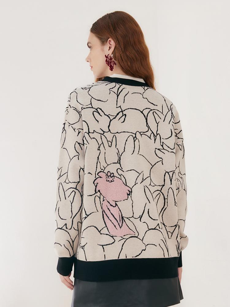Woolen Jacquard Oversized Cardigan GOELIA