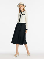 Contrast Trim Cardigan And Vest Dress Two-Piece Set GOELIA