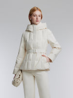 [Preview] Gathered Waist Belted Hooded Goose Down Jacket GOELIA