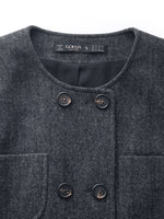 100% Washable Wool Double Breasted Women Crop Jacket GOELIA