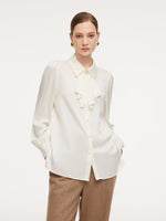 22MM Mulberry Silk Women Shirt With Detachable Ruffle Detail GOELIA