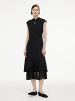 19MM Mulberry Silk Kapok Flower Jacquard Women Maxi Dress GOELIA