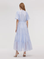 A-Line V-Neck Women Pleated Tiered Maxi Dress GOELIA