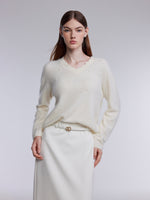[Preview] Brushed Silk Cashmere Wool Blend Women Beaded Sweater GOELIA