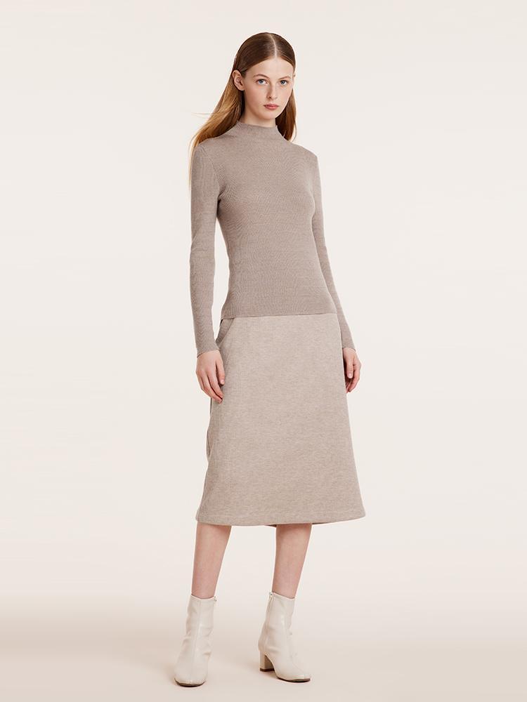 Machine Washable Wool Mock Neck Sweater GOELIA