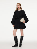 Tweed Balloon Sleeves A-Line Women Wrap Coat GOELIA