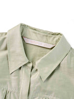 Tencel Blend Puff Sleeve Women Belted Maxi Shirt Dress GOELIA