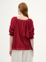 Tencel Blend Embroidered Square Neck Women Blouse GOELIA