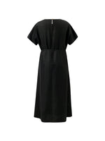 18 Momme Xiang Yun Silk Gathered Waist Women Midi Dress With Pockets GOELIA