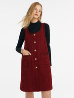 Slim Sweater And Tweed Vest Dress Two-Piece Set GOELIA