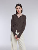 [Preview] 100% Wool Two-Way Zip Women Hooded Cardigan GOELIA