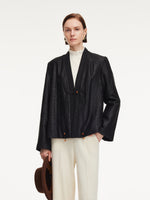 18MM Gambiered Canton Gauze Women Quilted Jacket GOELIA