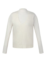 Brushed Cashmere Wool Tank And Mock Neck Knit Top Two-Piece Set GOELIA