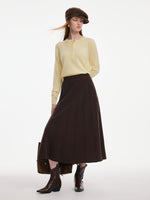 100% Merino Wool Women A-Line Skirt GOELIA