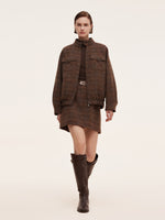 100% Wool Plaid Zip-Up Women Jacket GOELIA