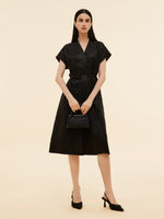 19MM Xiang Yun Silk V-Neck Women Midi Dress GOELIA
