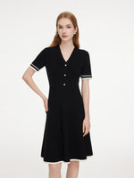 Lyocell Blend Women Knit Midi Dress With Detachable Silky Scarf GOELIA