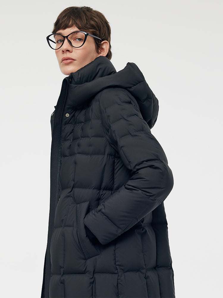 Hooded Zip-Up Goose Down Jacket