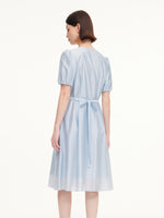 Lyocell Blend Bowknot Waist Women V-Neck Midi Dress GOELIA