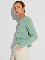 Melange Green Single Breasted Women Cardigan GOELIA