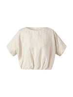 100% Linen Women Bud Sleeve Top GOELIA