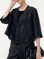 18 Momme Xiang Yun Silk Mandarin Button Women Crop Jacket GOELIA