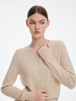 [Preview] Cashmere Shimmer Pearl Buttons Women Cardigan GOELIA