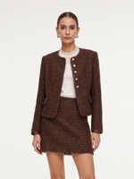 Wool Blend Tweed Sequins Women Jacket GOELIA